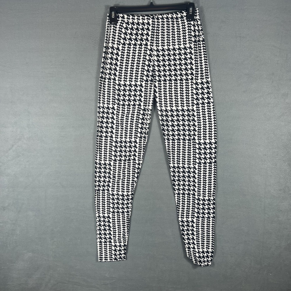 Women's Houndstooth Leggings One Size Black White High‎ Waist Stretch Pants